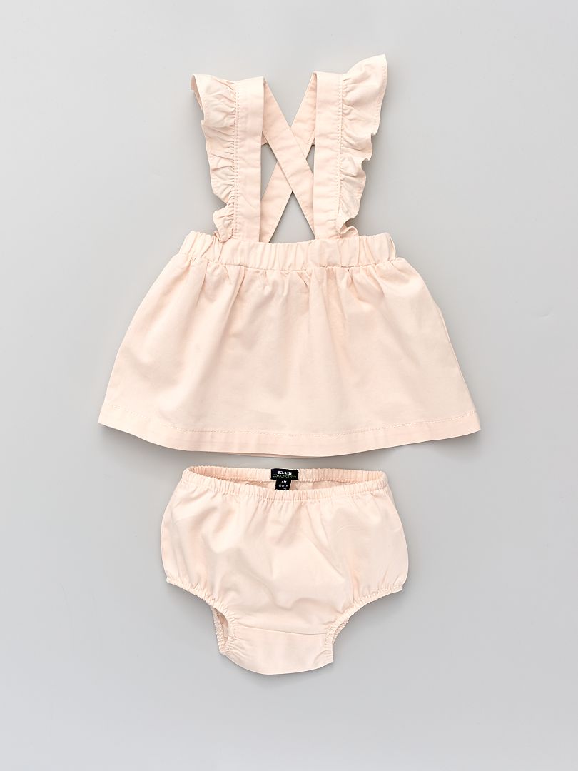 Vestido + cuecas a condizer em sarja de algodão Rosa Pastel - Kiabi