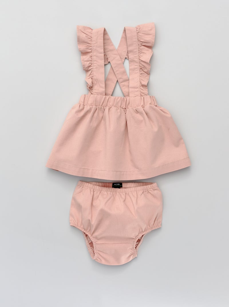 Vestido + cuecas a condizer em sarja de algodão Rosa - Kiabi