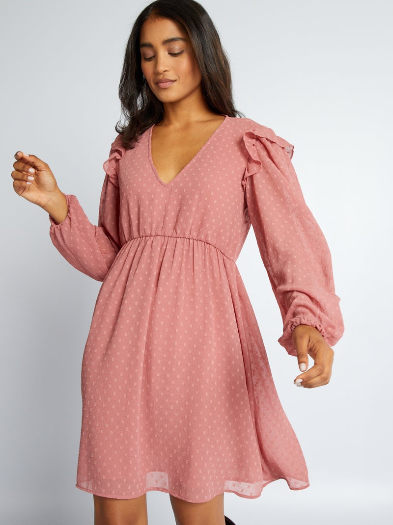 Vestido curto a ponto cheio ROSA - Kiabi