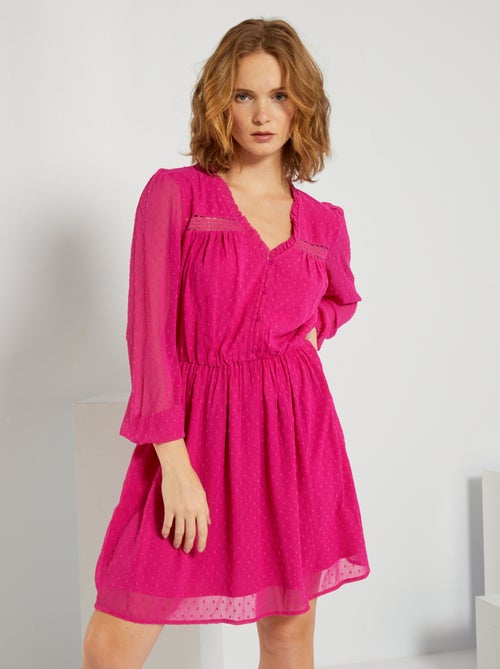 Vestido curto a ponto cheio - Kiabi