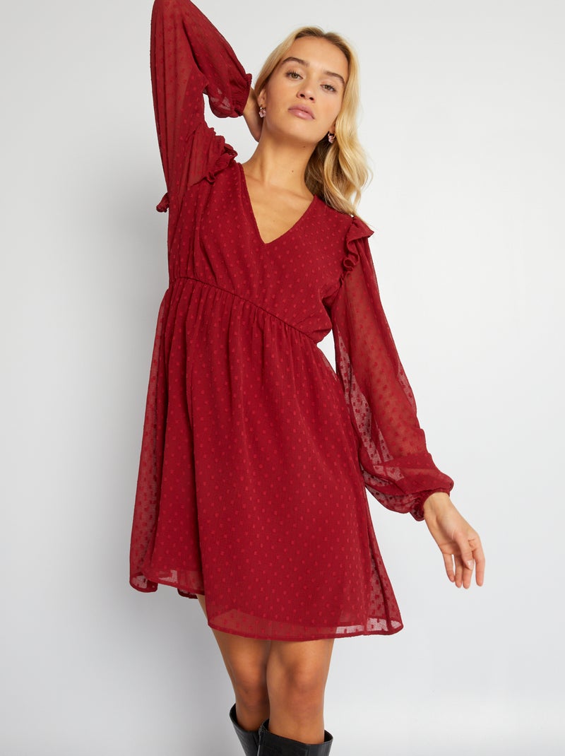 Vestido curto a ponto cheio VERMELHO - Kiabi