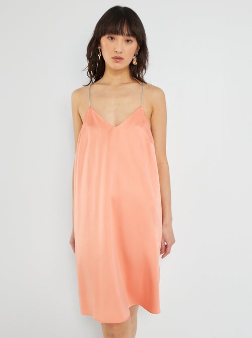 Vestido curto acetinado - Kiabi