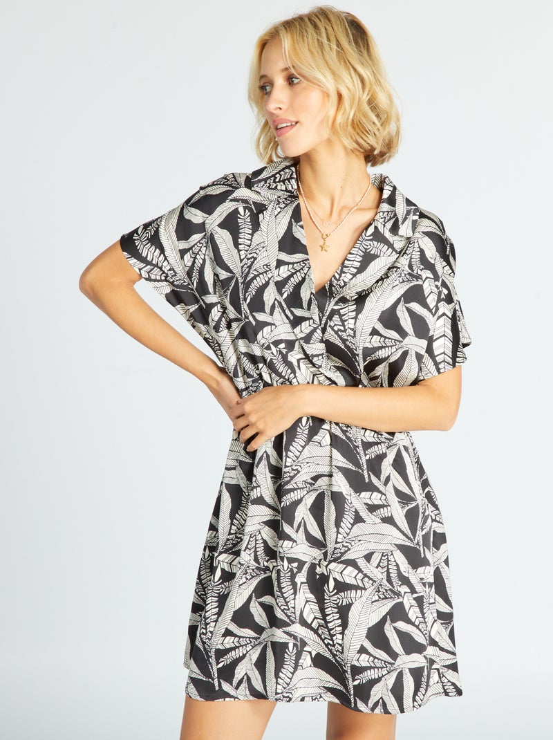 Vestido curto acetinado PRETO - Kiabi
