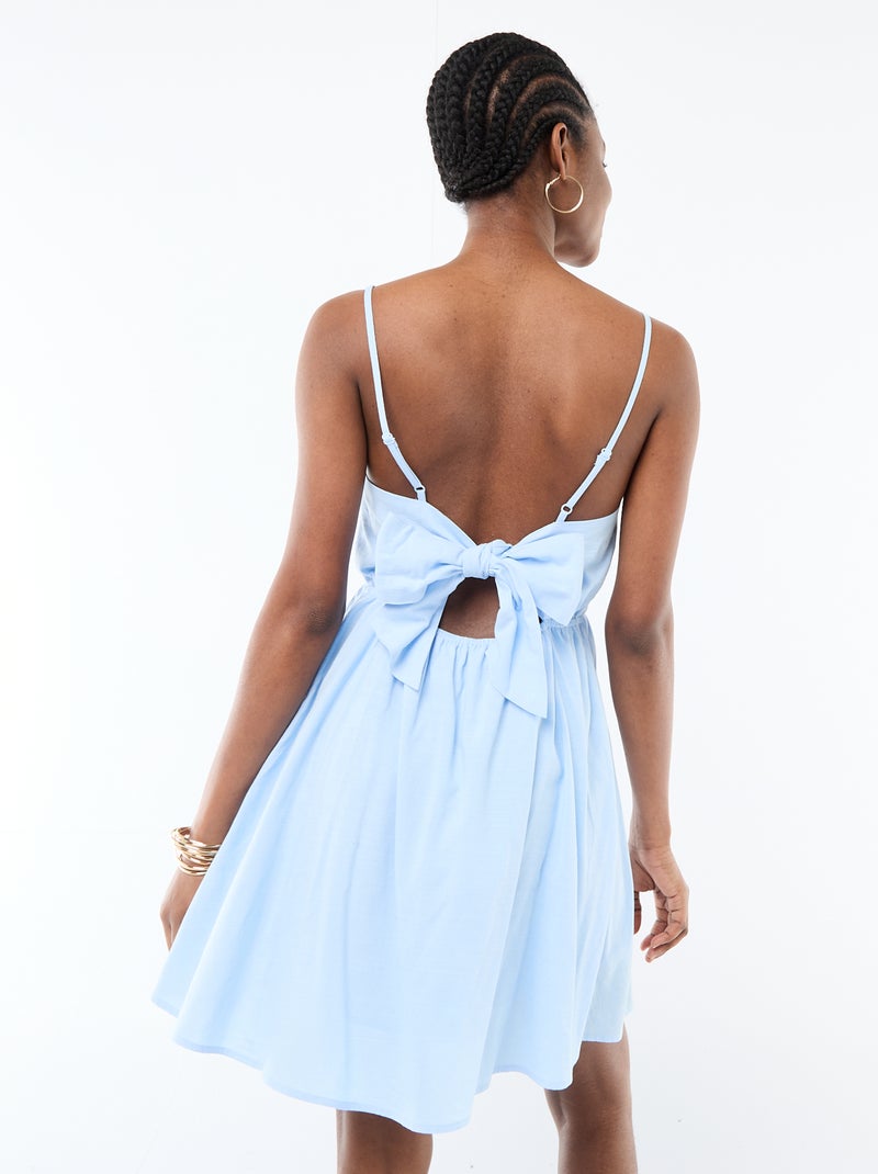 Vestido curto alças finas Azul - Kiabi