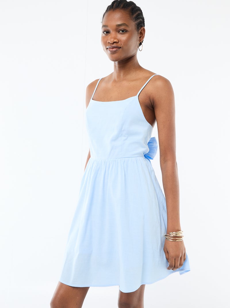 Vestido curto alças finas Azul - Kiabi