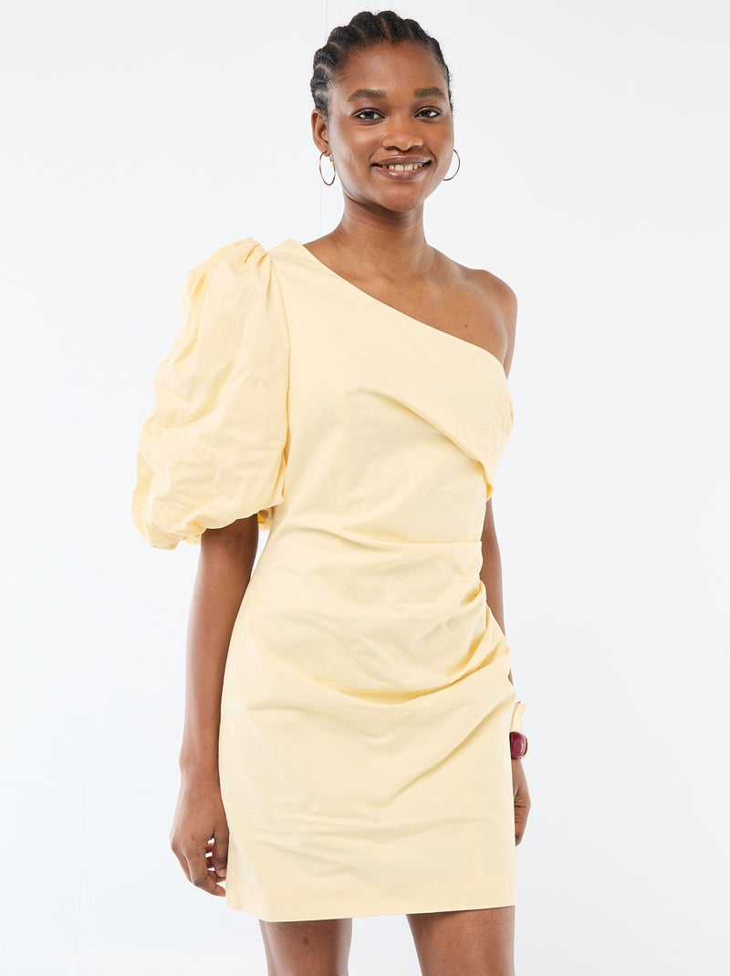 Vestido curto assimétrico Amarelo - Kiabi