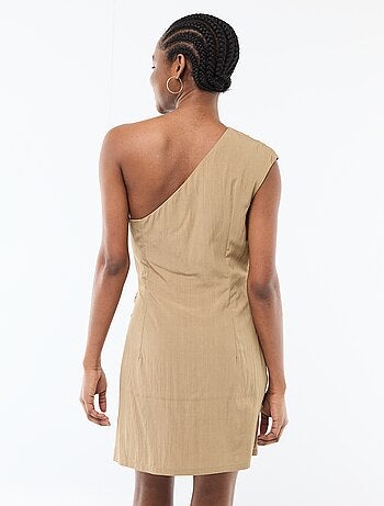 Vestido Curto Assimétrico com Efeito Drapeado