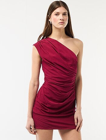 Vestido Curto Assimétrico com Efeito Drapeado