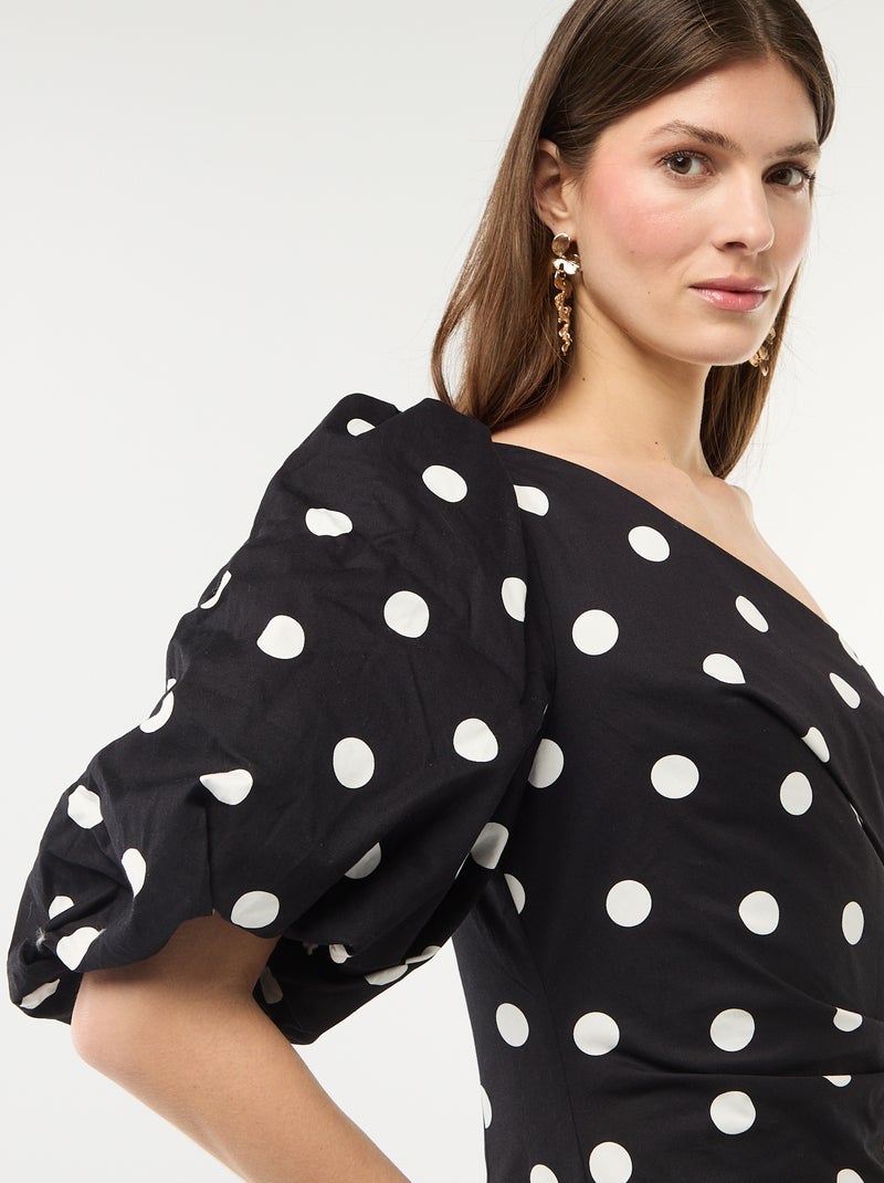 Vestido curto assimétrico Preto - Kiabi
