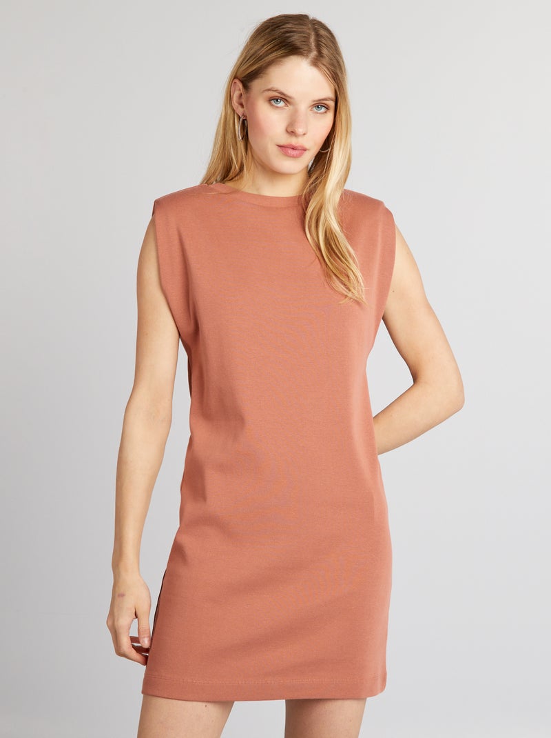 Vestido curto canelado e sem mangas ROSA - Kiabi