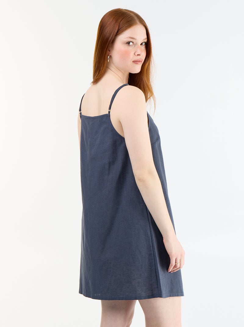 Vestido curto com alças finas ajustáveis Azul - Kiabi