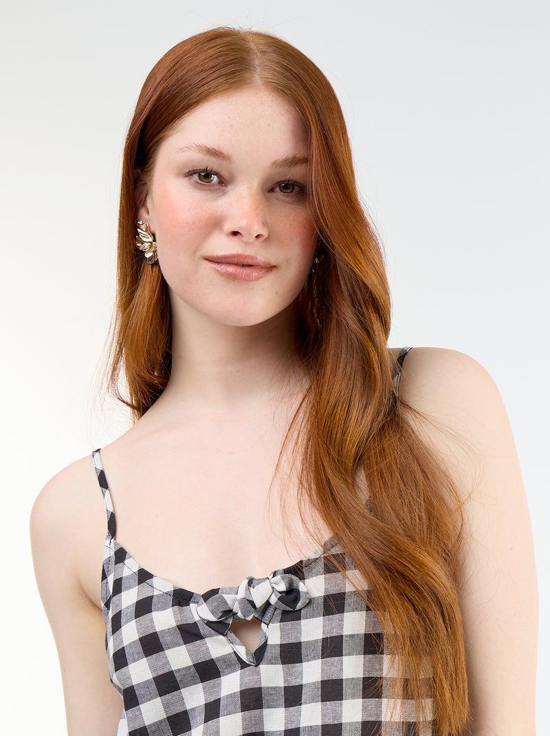 Vestido curto com alças finas ajustáveis Preto - Kiabi