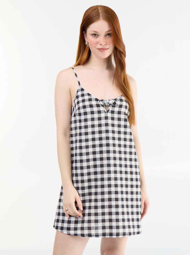Vestido curto com alças finas ajustáveis Preto - Kiabi