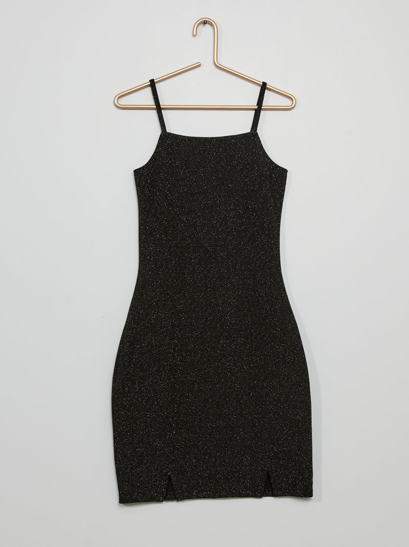 Vestido curto com alças finas PRETO - Kiabi
