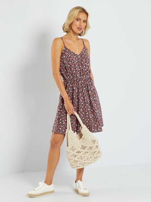 Vestido curto com alças finas - Kiabi