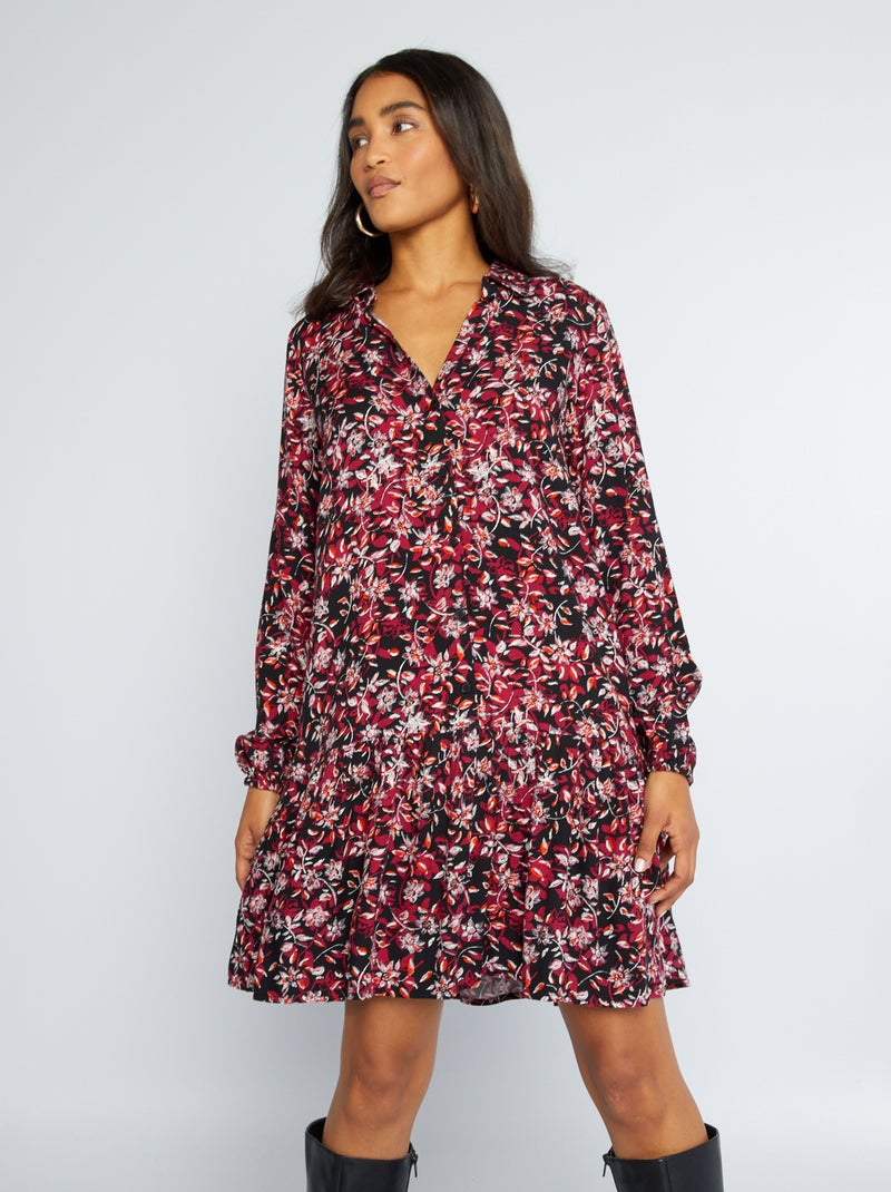 Vestido curto com base evasé PRETO - Kiabi