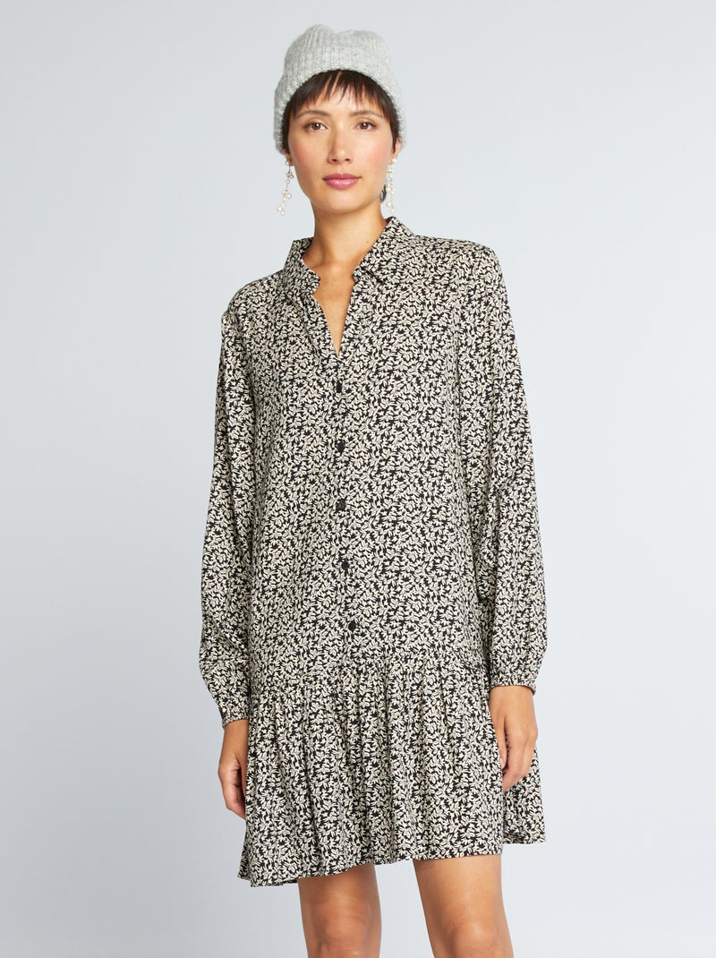 Vestido curto com base evasé PRETO - Kiabi