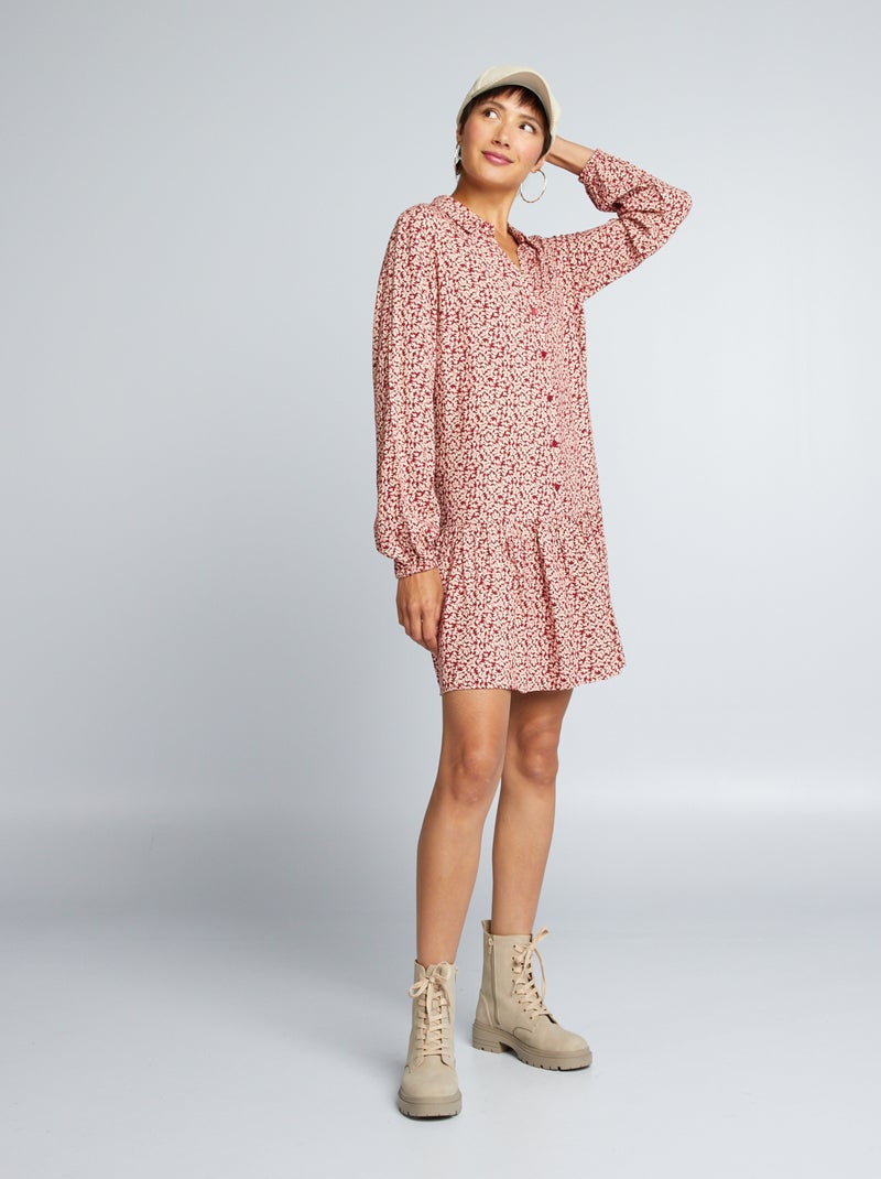 Vestido curto com base evasé VERMELHO - Kiabi