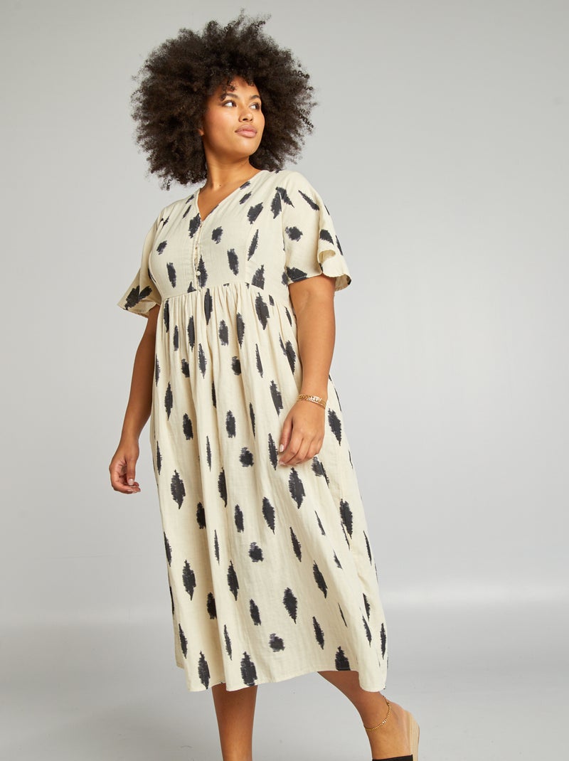 Vestido curto com botões BRANCO - Kiabi