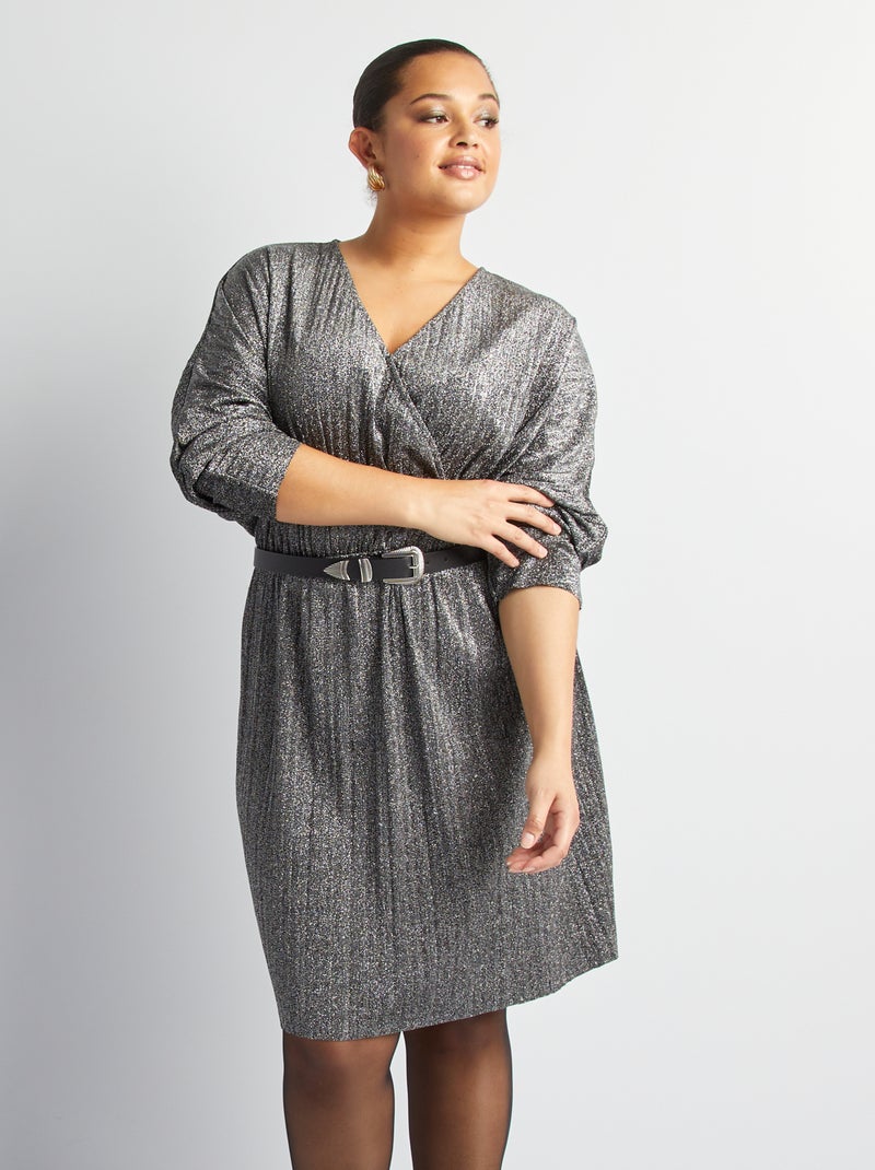 Vestido curto com brilhantes CINZA - Kiabi