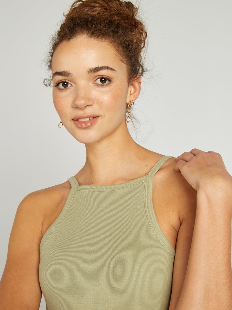 Vestido curto com cavas americanas VERDE - Kiabi