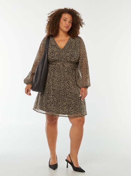 Vestido curto com cinto drapeado - Kiabi