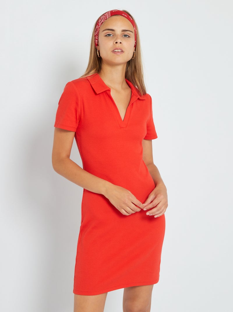 Vestido curto com colarinho de polo VERMELHO - Kiabi