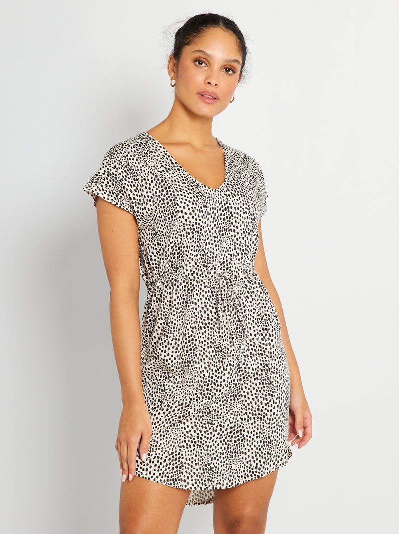 Vestido curto com cordão para amarrar 'JDY' Leopardo - Kiabi