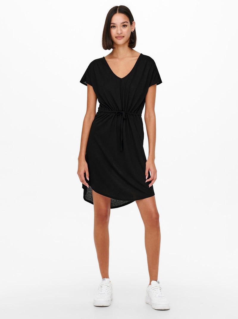 Vestido curto com cordão para amarrar 'JDY' Preto - Kiabi