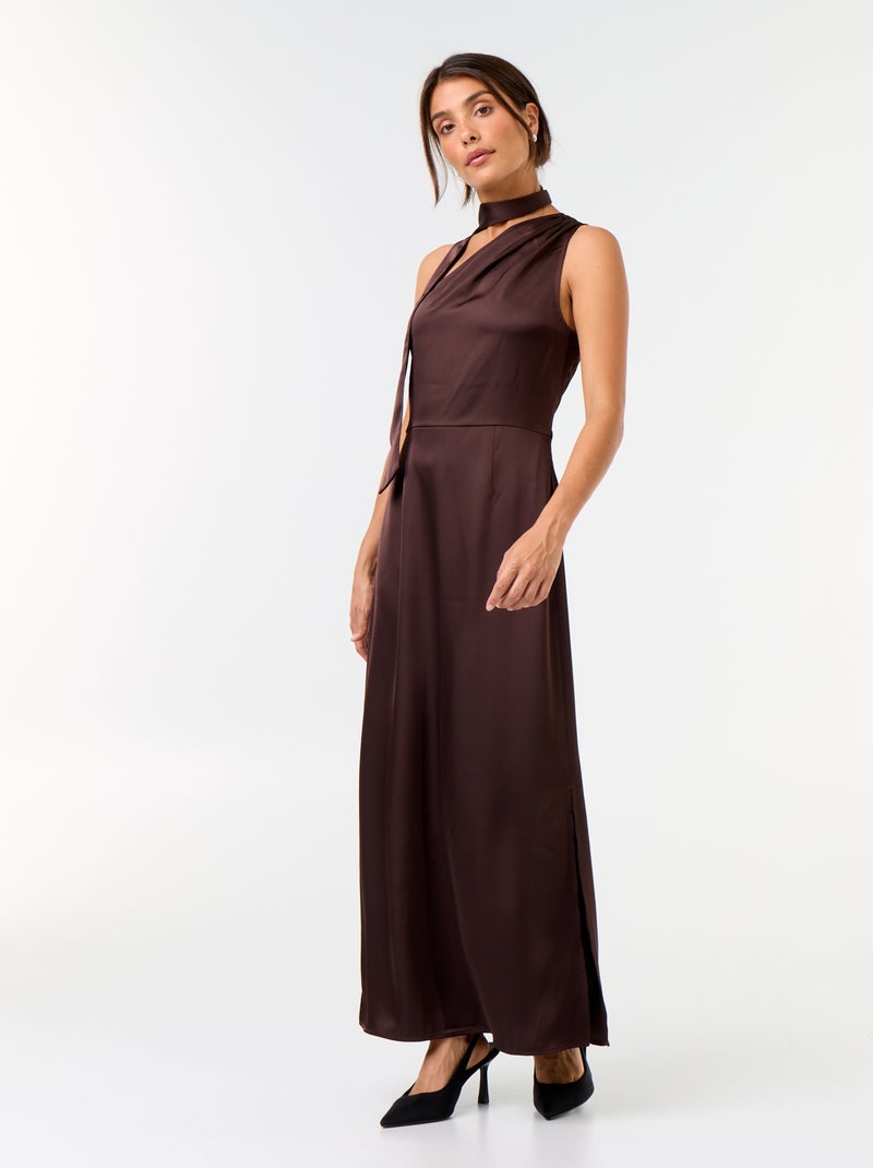 Vestido curto com corte assimétrico Castanho - Kiabi