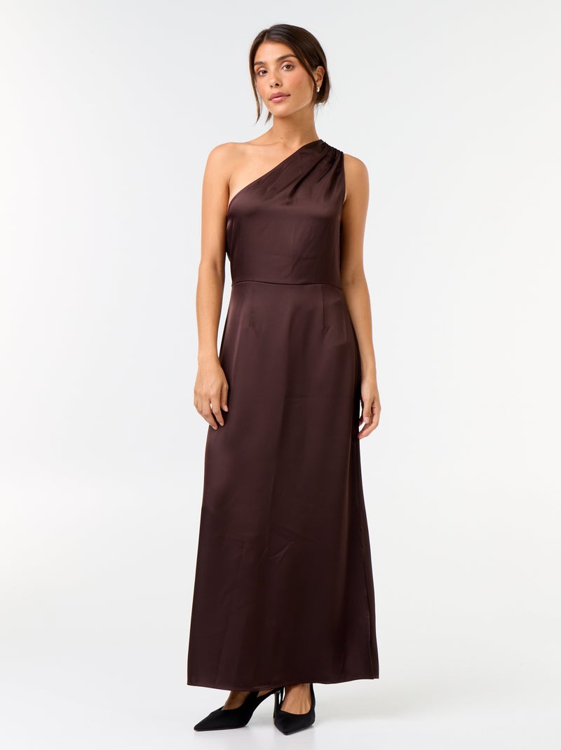 Vestido curto com corte assimétrico Castanho - Kiabi
