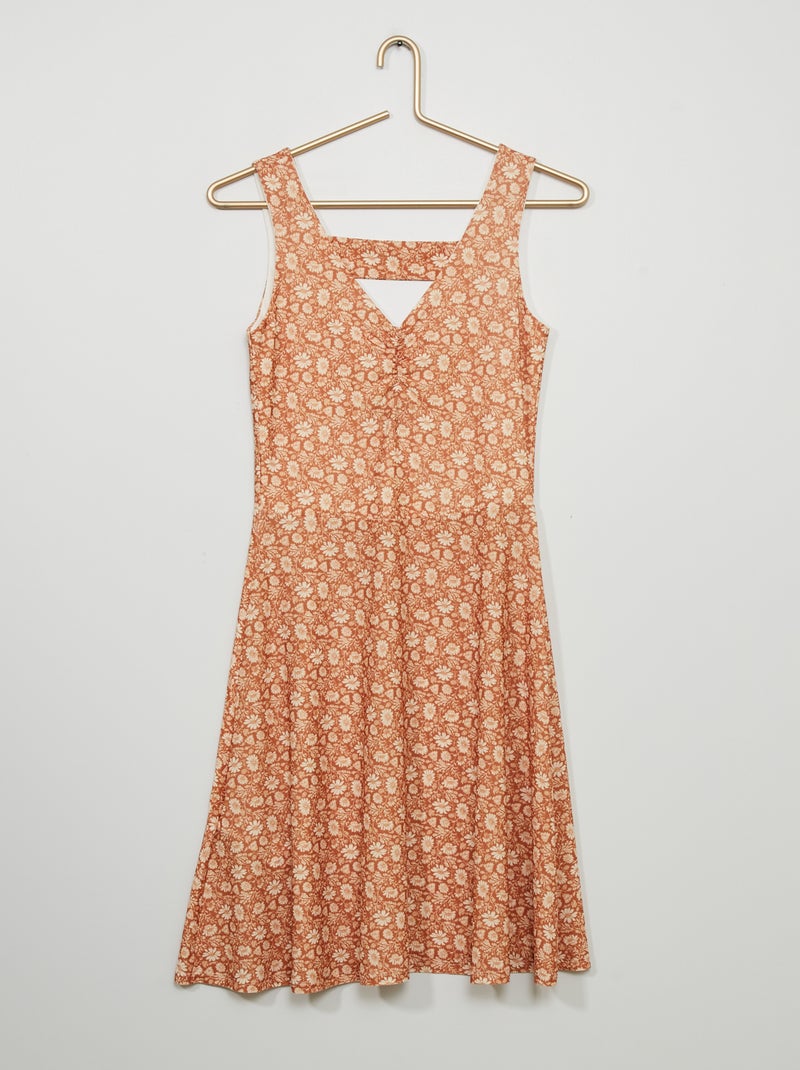 Vestido curto com costas abertas CASTANHO - Kiabi