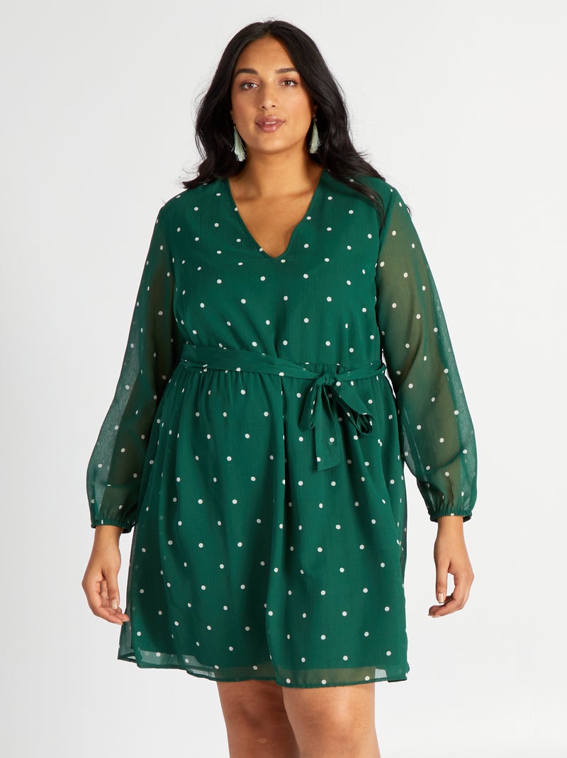 Vestido curto com decote em bico VERDE - Kiabi