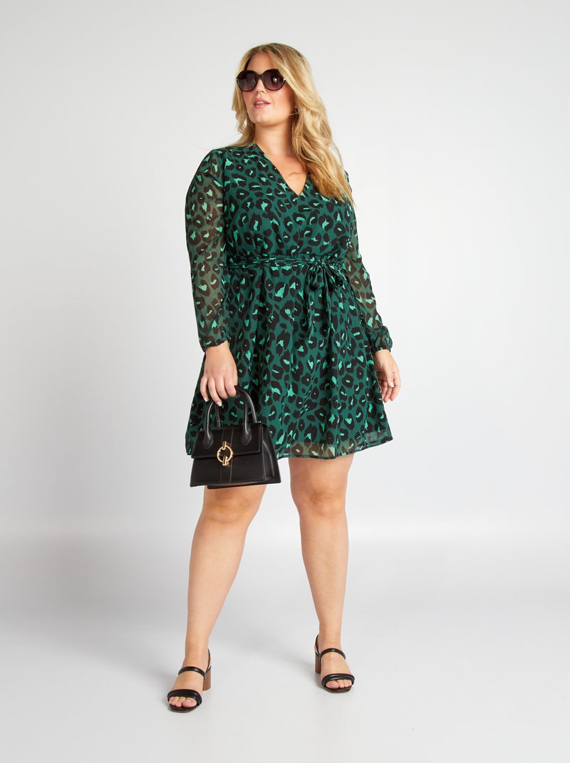 Vestido curto com decote em bico VERDE - Kiabi