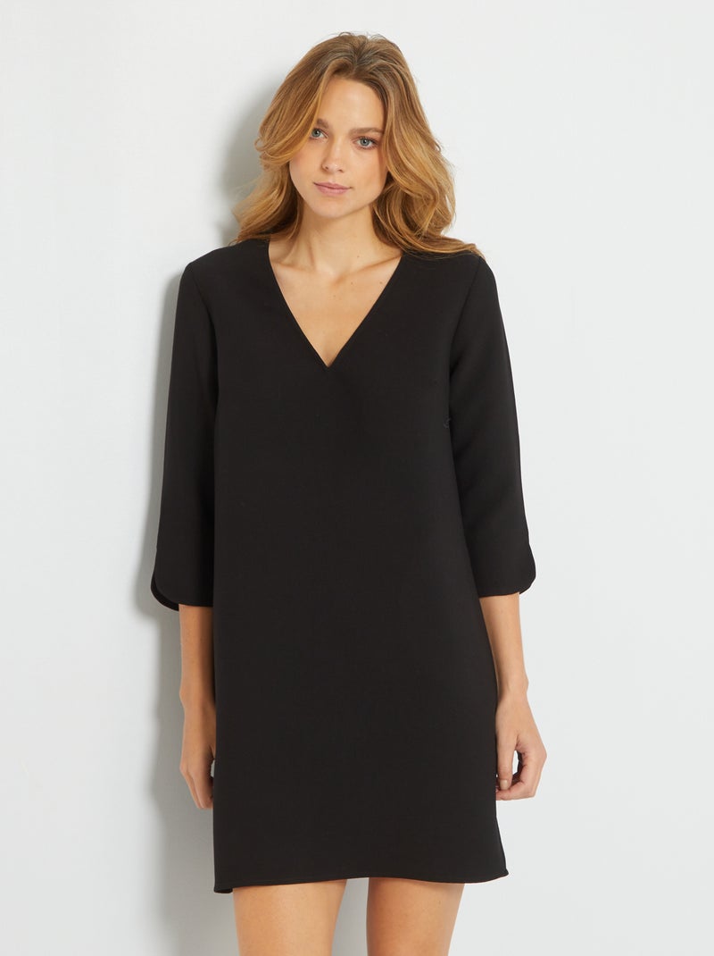 Vestido curto com decote redondo Preto - Kiabi