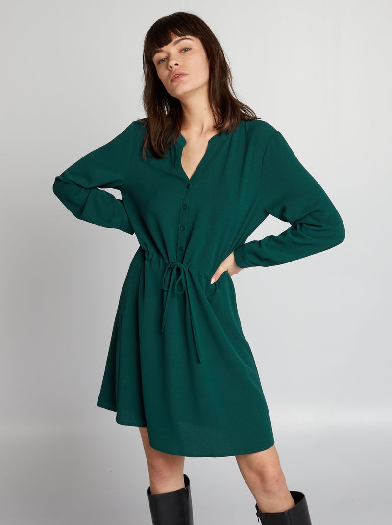 Vestido curto com decote redondo VERDE - Kiabi