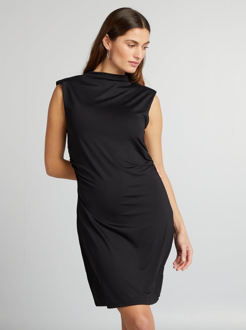 Vestido curto com drapeado à frente Preto - Kiabi
