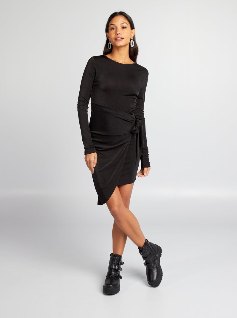 Vestido curto com efeito drapejado Preto - Kiabi