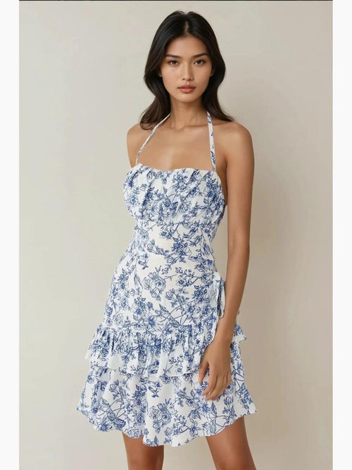 Vestido curto com estampado floral hiccup - Kiabi Vestido curto com estampado floral hiccup - Kiabi