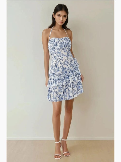 Vestido curto com estampado floral hiccup - Kiabi Vestido curto com estampado floral hiccup - Kiabi
