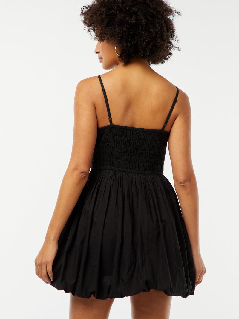 Vestido curto com favos de mel Preto - Kiabi