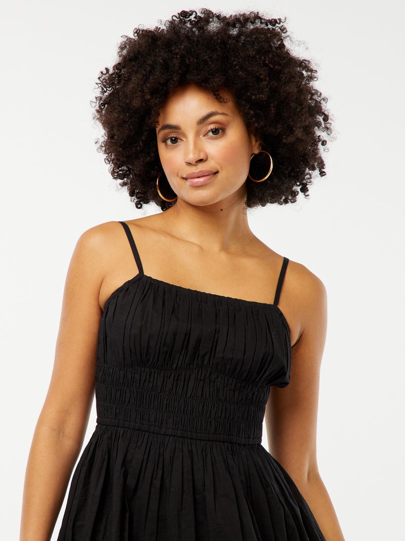 Vestido curto com favos de mel Preto - Kiabi