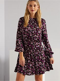 Vestido curto com favos de mel - Kiabi