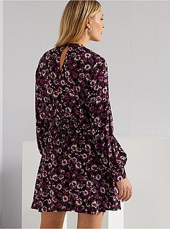 Vestido curto com favos de mel - Kiabi