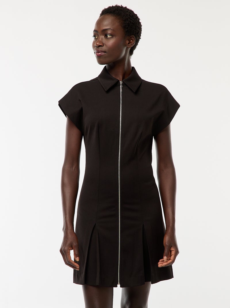 Vestido curto com fecho Preto - Kiabi