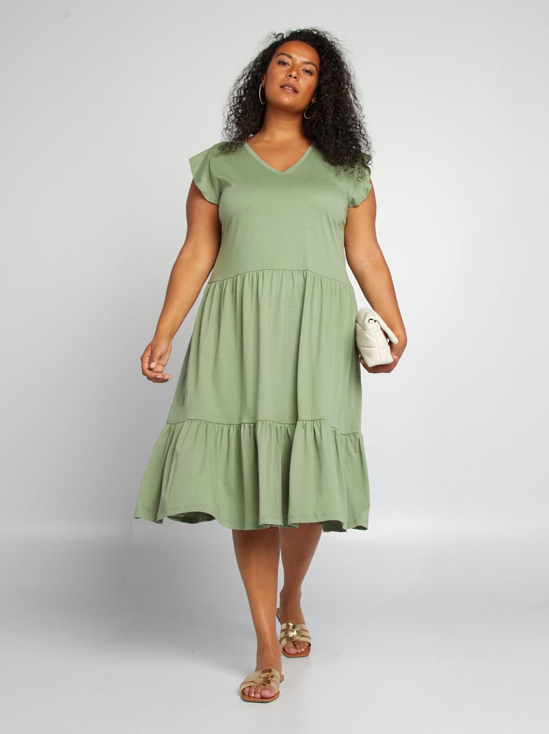 Vestido curto com folhos 'Only Carmakoma' CAQUI - Kiabi