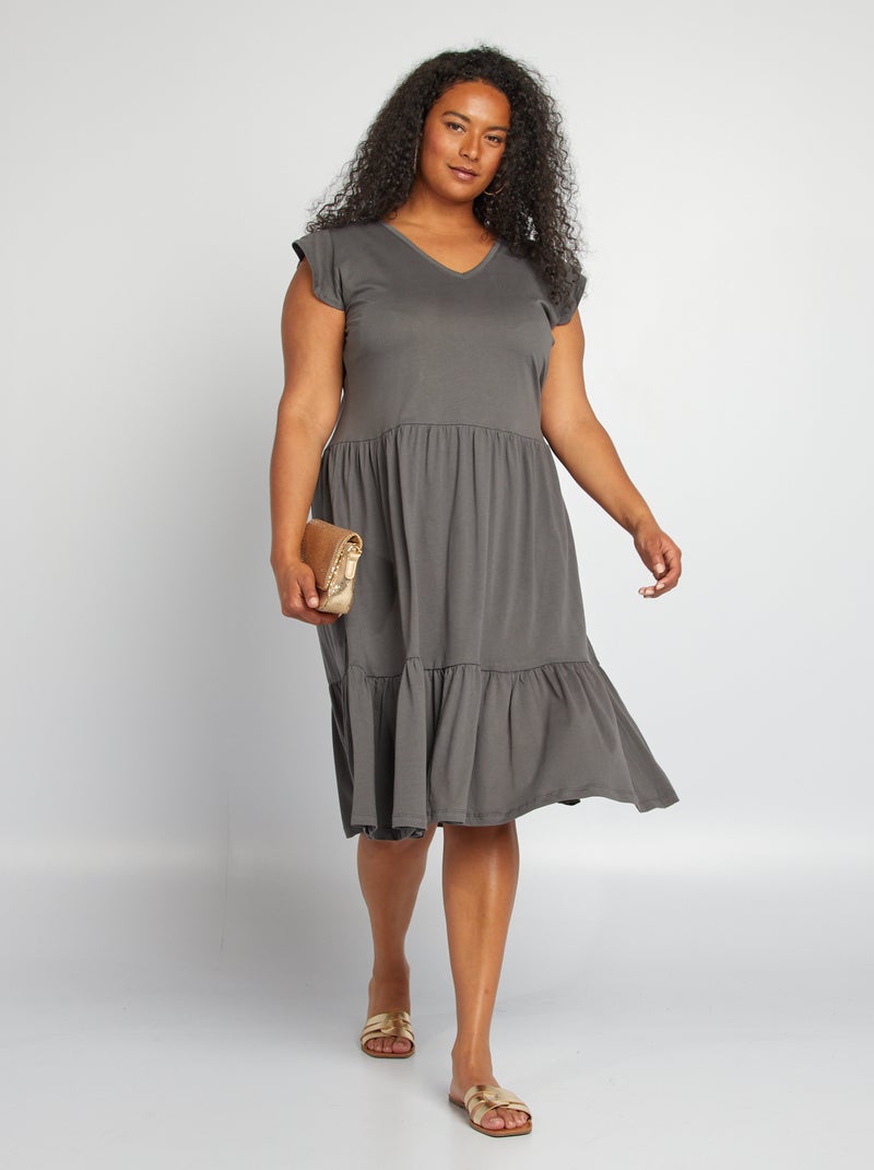Vestido curto com folhos 'Only Carmakoma' CINZA - Kiabi