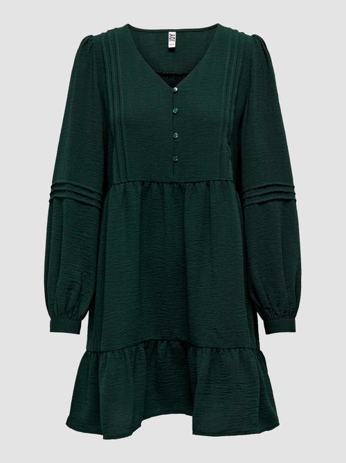Vestido curto com folhos - Kiabi
