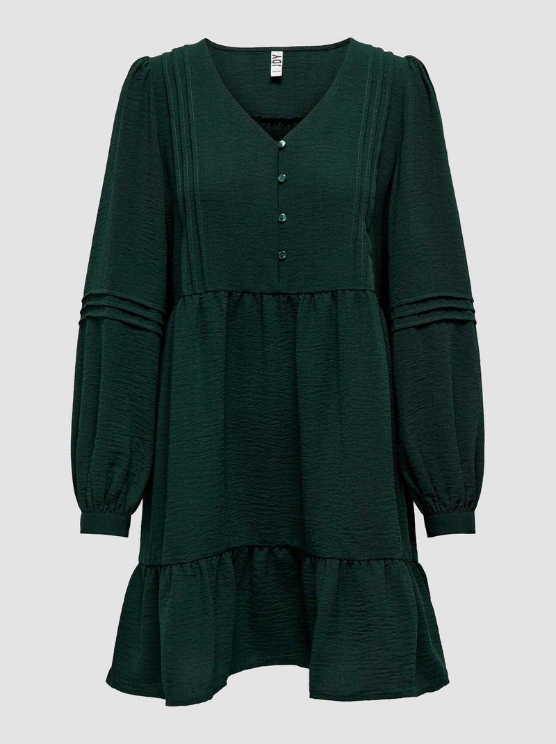 Vestido curto com folhos VERDE - Kiabi