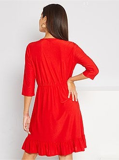 Vestido curto com folhos - Kiabi